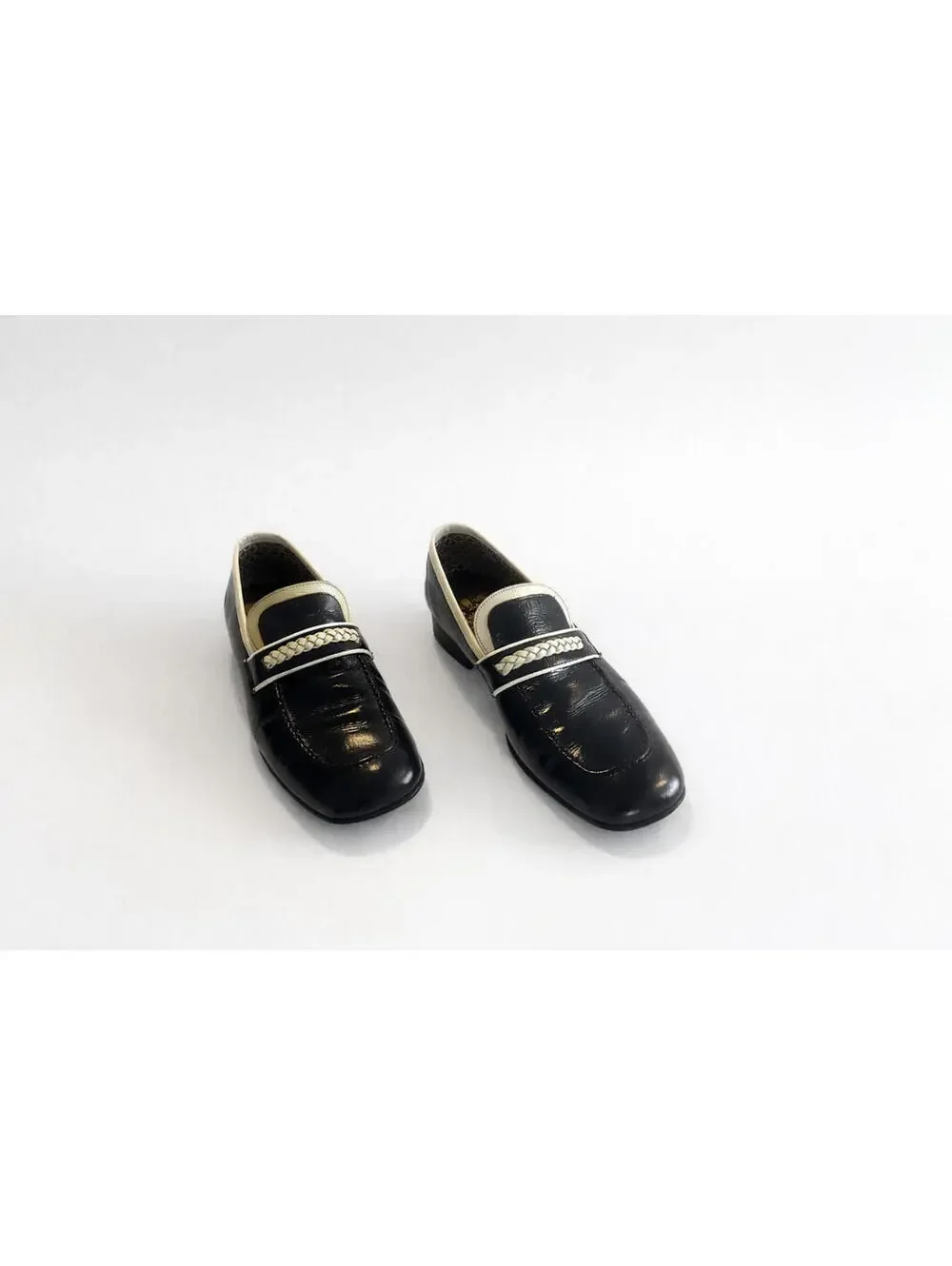 Vintage Royal Guardsman Loafers Mens 9M Black Leather Made in Greece Braided Str